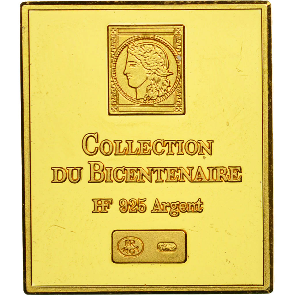 Frankreich, Medaille, Timbre, Bicentenaire, Un Franc, STGL, Vermeil