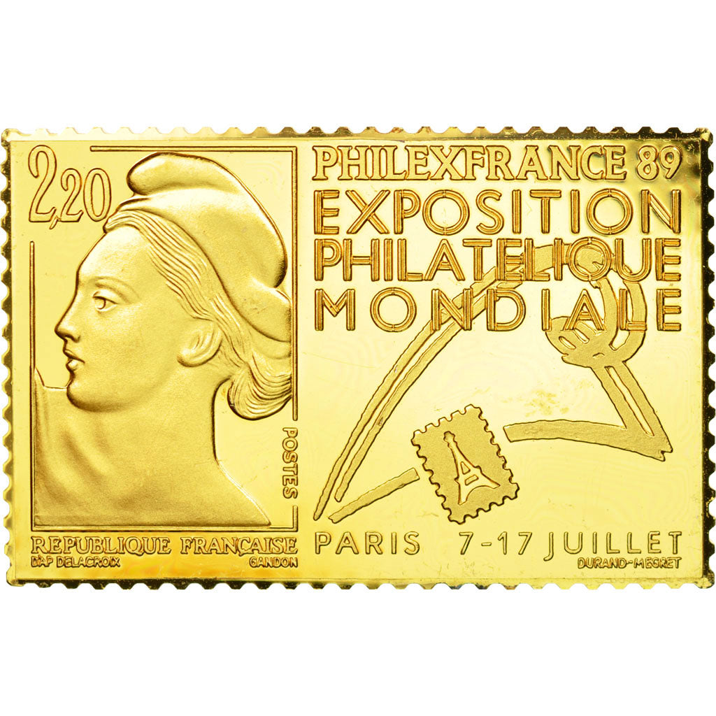France, Médaille, Timbre, Bicentenaire, Exposition Philatélique Mondiale, FDC