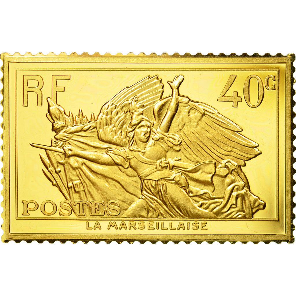 Francia, medalla, Timbre, Bicentenaire, La Marseillaise, 40 Centimes, FDC, Oro