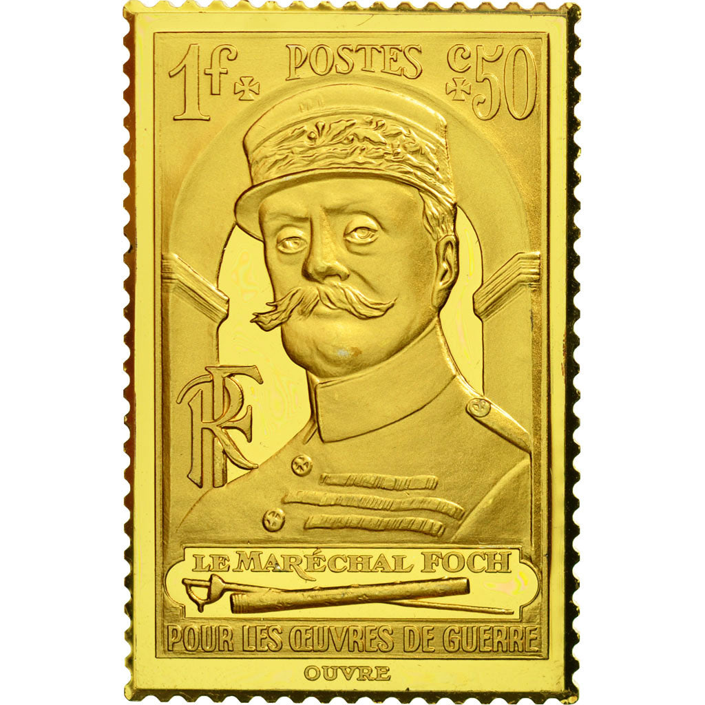 Francia, medaglia, Timbre, Bicentenaire, Maréchal Foch, Oeuvres de Guerre, FDC