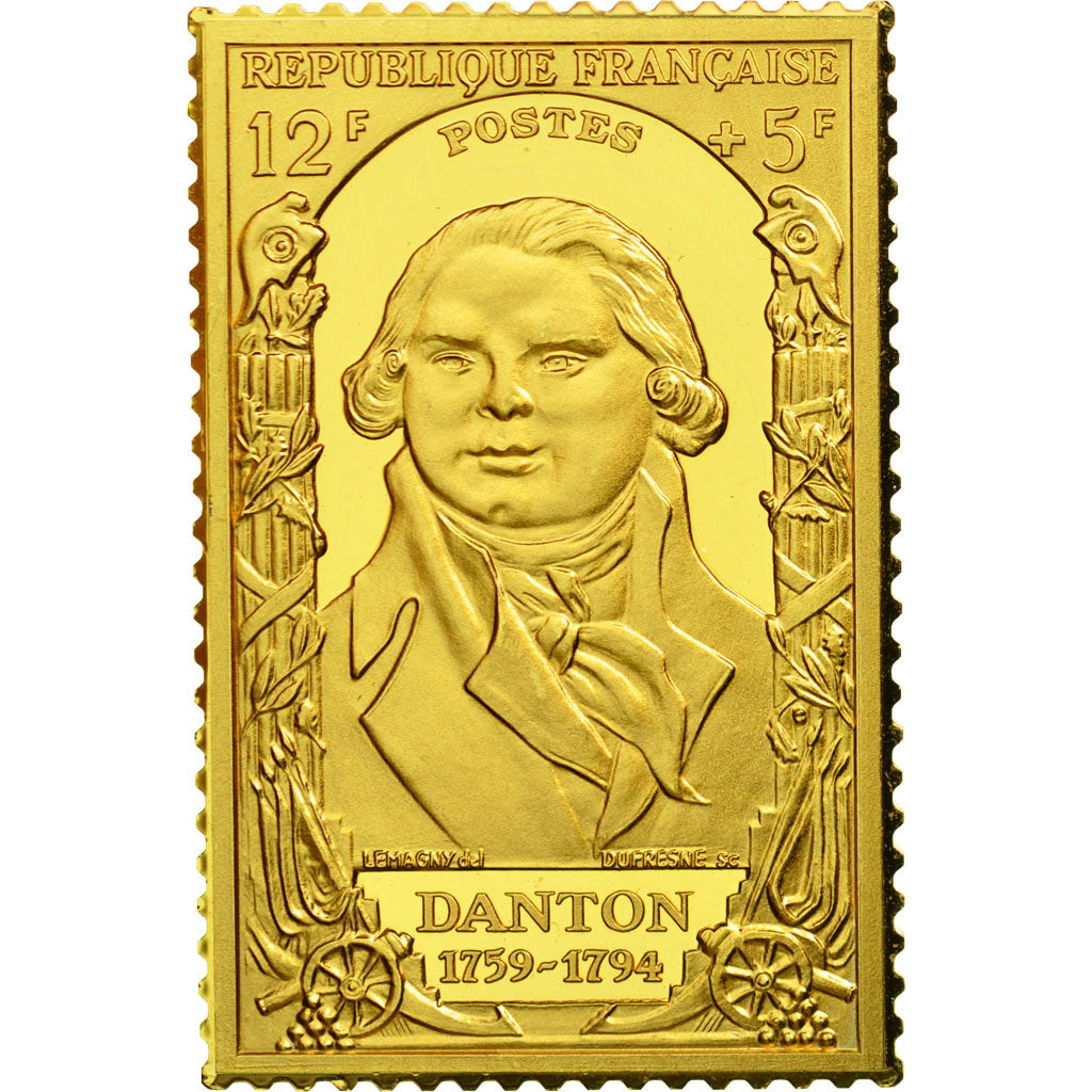 France, Médaille, Timbre, Bicentenaire, Danton, FDC, Vermeil