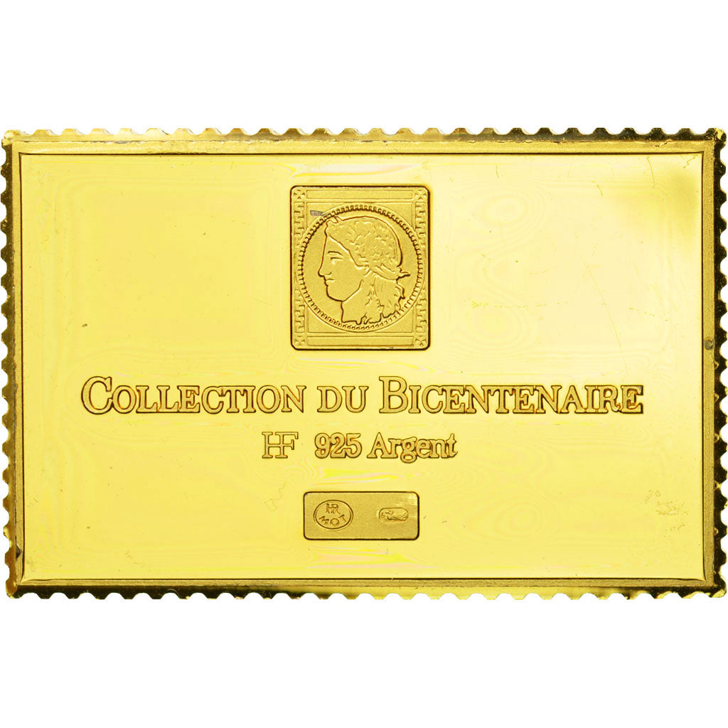 Francia, medaglia, Timbre, Bicentenaire, Porte-Avion Clémenceau, FDC, Vermeil