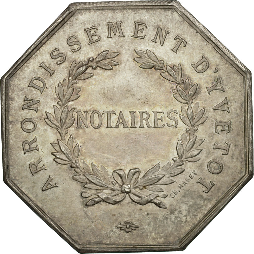 Frankreich, Token, Notaires de l'Arrondissement d'Yvetot, Marey, VZ, Silber