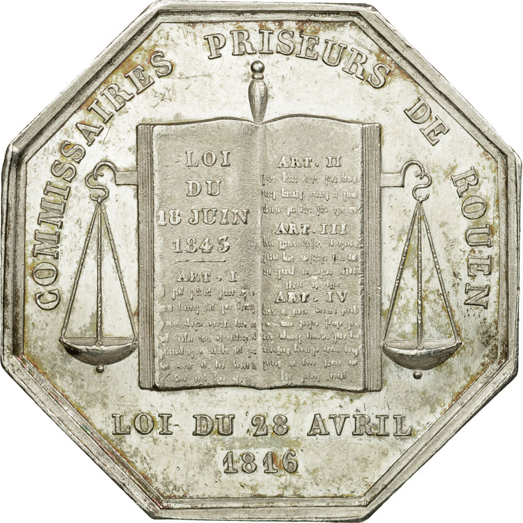 France, Token, Henri II, Commissaires Priseurs de Rouen, 1816, Borrel.A