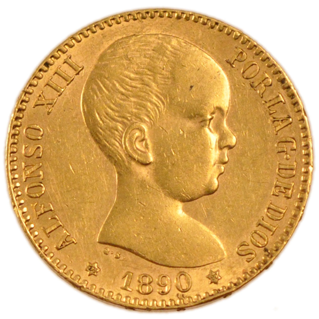 Spagna, Alfonso XIII, 20 Pesetas, 1890, Madrid, SPL-, Oro, KM:693