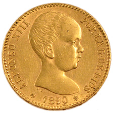 Spagna, Alfonso XIII, 20 Pesetas, 1890, Madrid, SPL-, Oro, KM:693