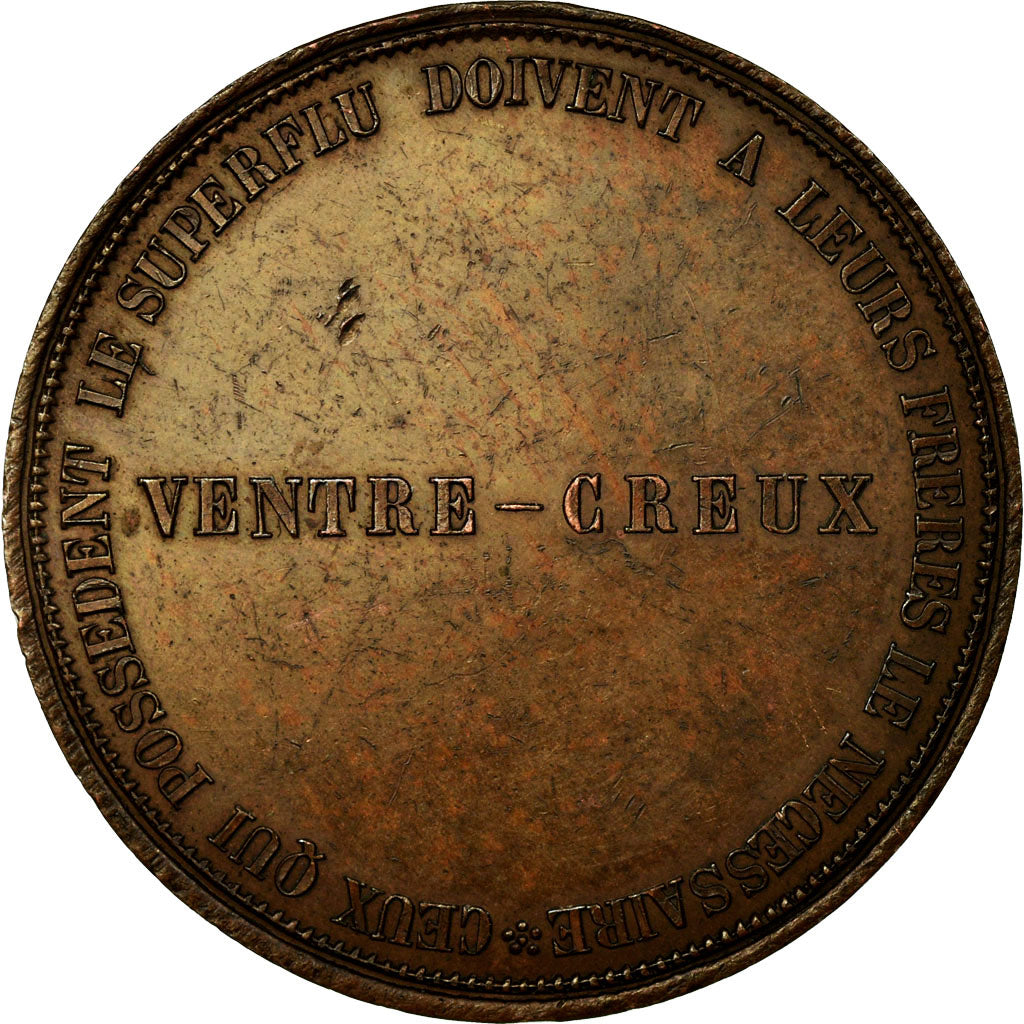 France, Jeton, Révolution de 1848, Ventre-Creux, Lyon, 1848, SUP+, Cuivre