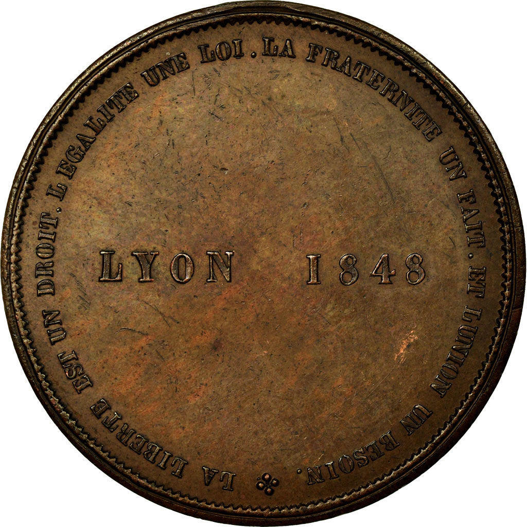 France, Jeton, Révolution de 1848, Ventre-Creux, Lyon, 1848, SUP+, Cuivre