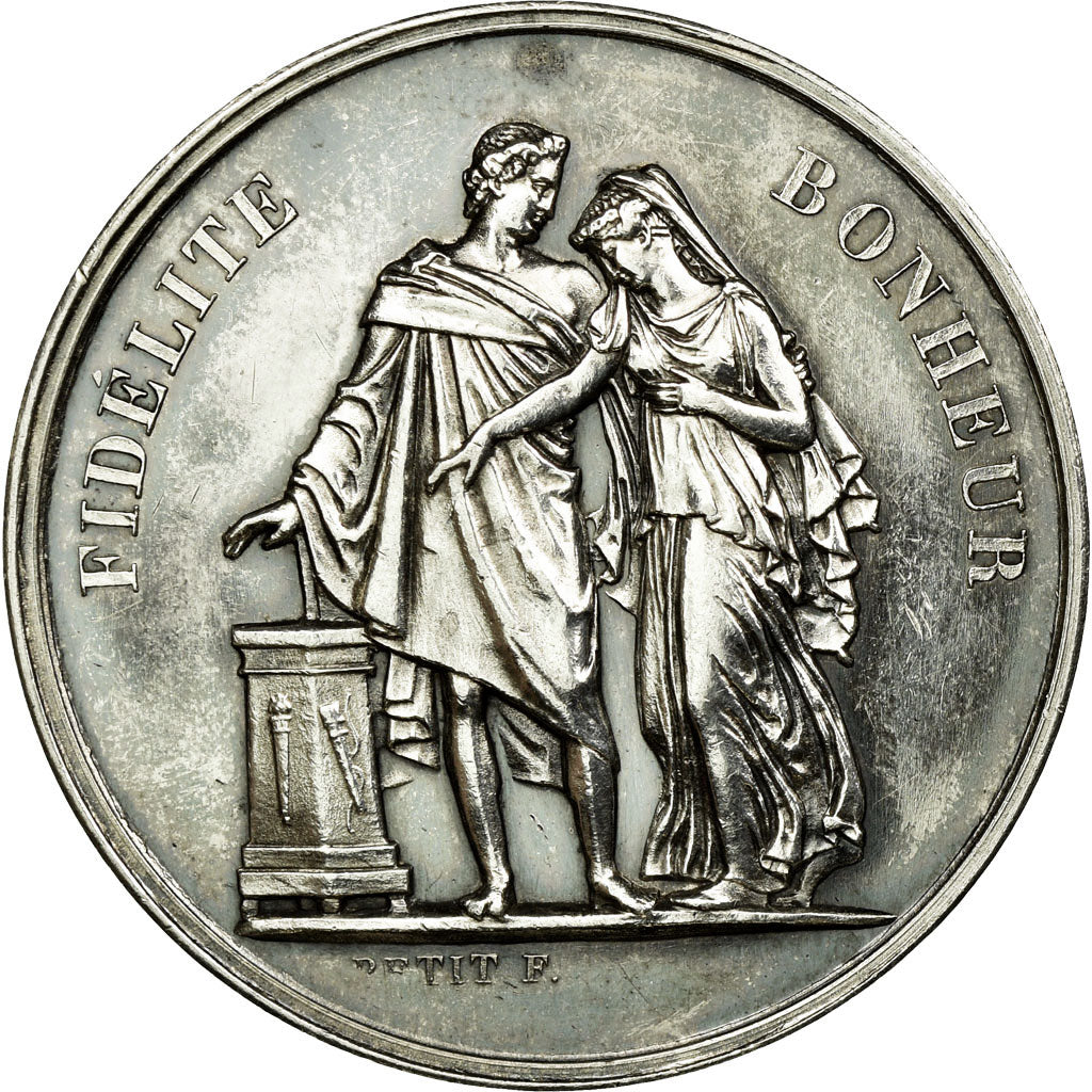 France, Medal, Mariage, Fidélité Bonheur, Petit, MS(60-62), Silver