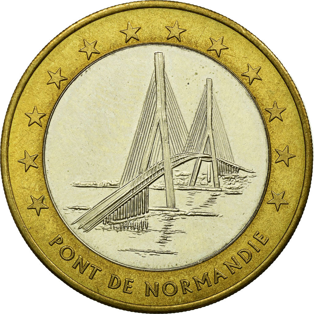 France, Medal, 10 Euro, Ville du Havre, Pont de Normandie, 1996, MS(65-70)