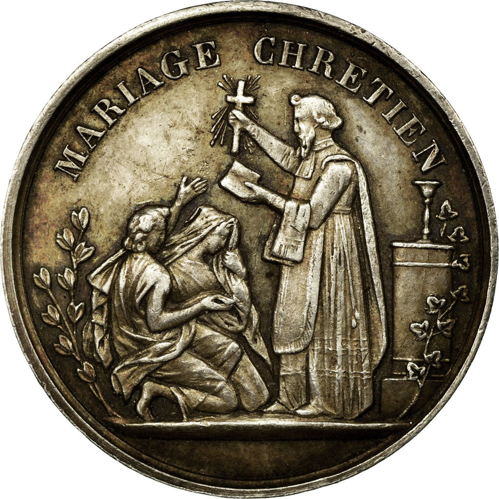 France, Médaille, Religion, Mariage Chrétien, SUP, Argent