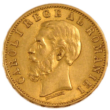 ROMANIA, 20 Lei, 1883, Bucarest, KM #20, AU(55-58), Gold, 6.50