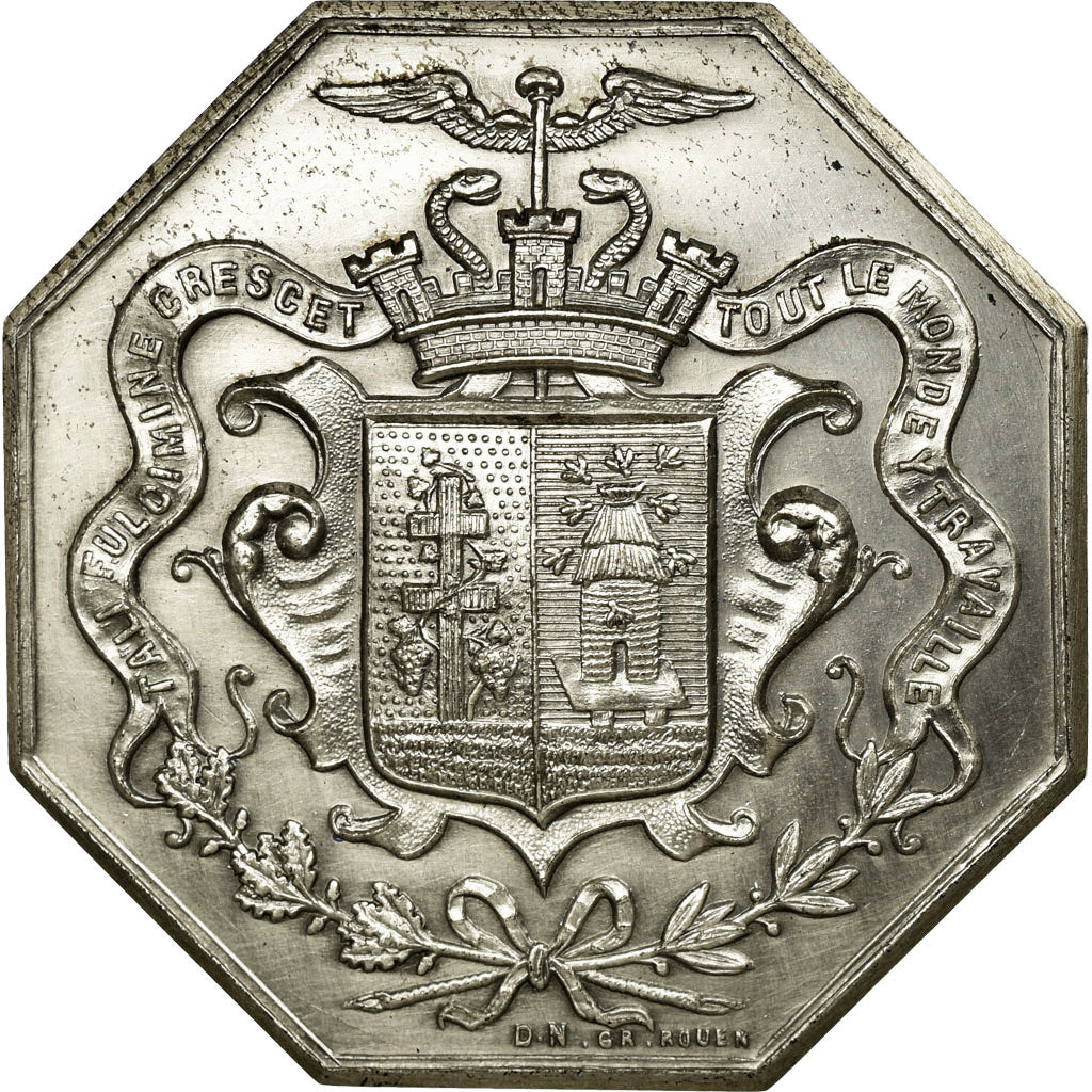 France, Token, Chambre de Commerce d'Elbeuf, 1862, MS(63), Silver