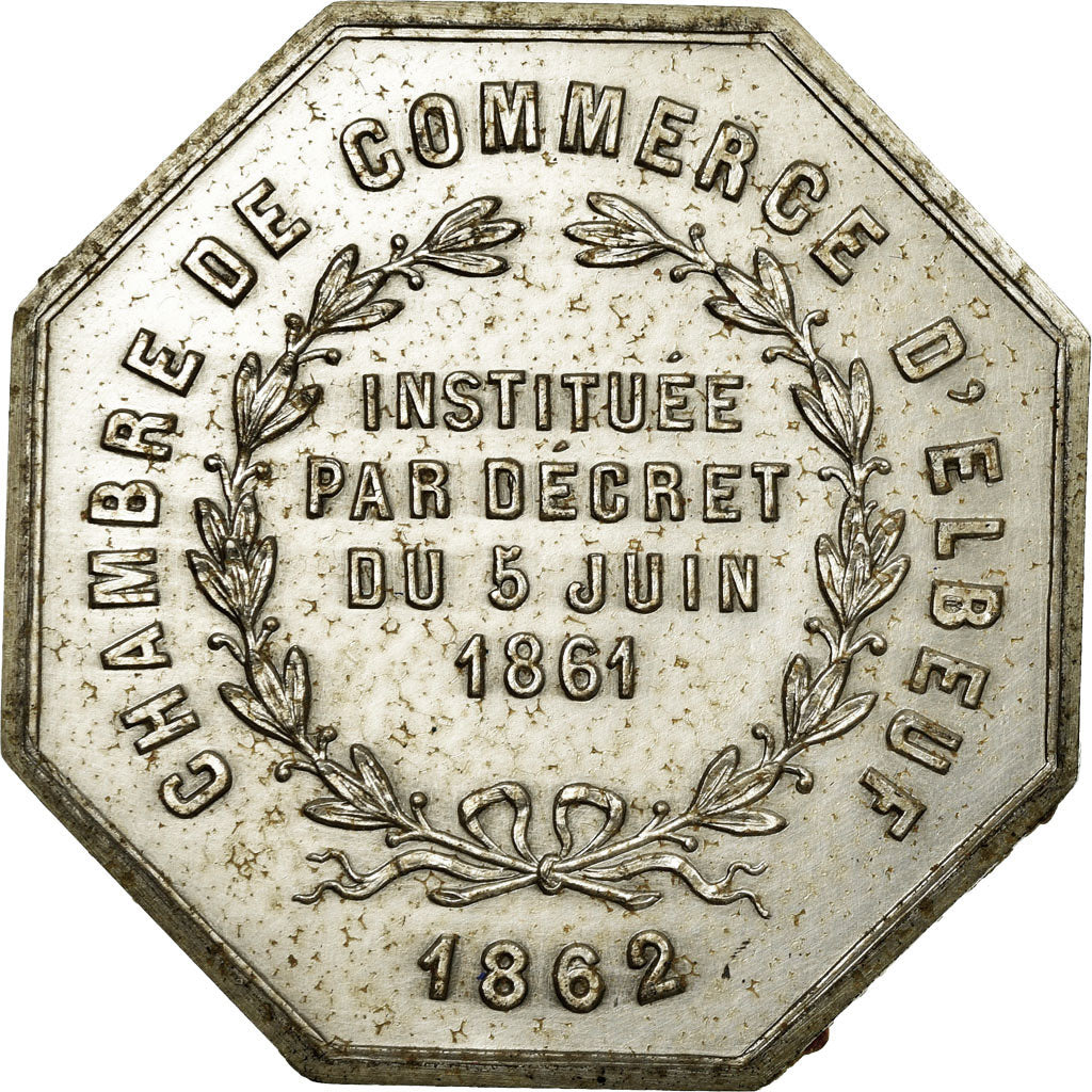 France, Token, Chambre de Commerce d'Elbeuf, 1862, MS(60-62), Silver