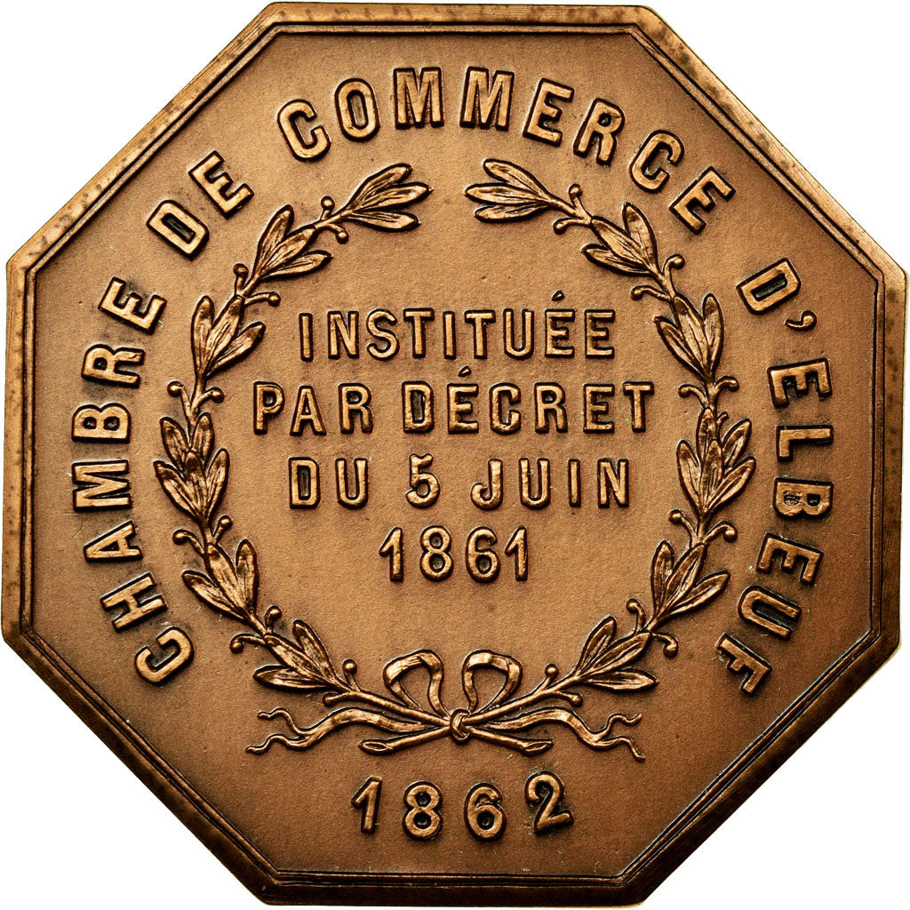 France, Token, Chambre de Commerce d'Elbeuf, 1862, MS(64), Bronze