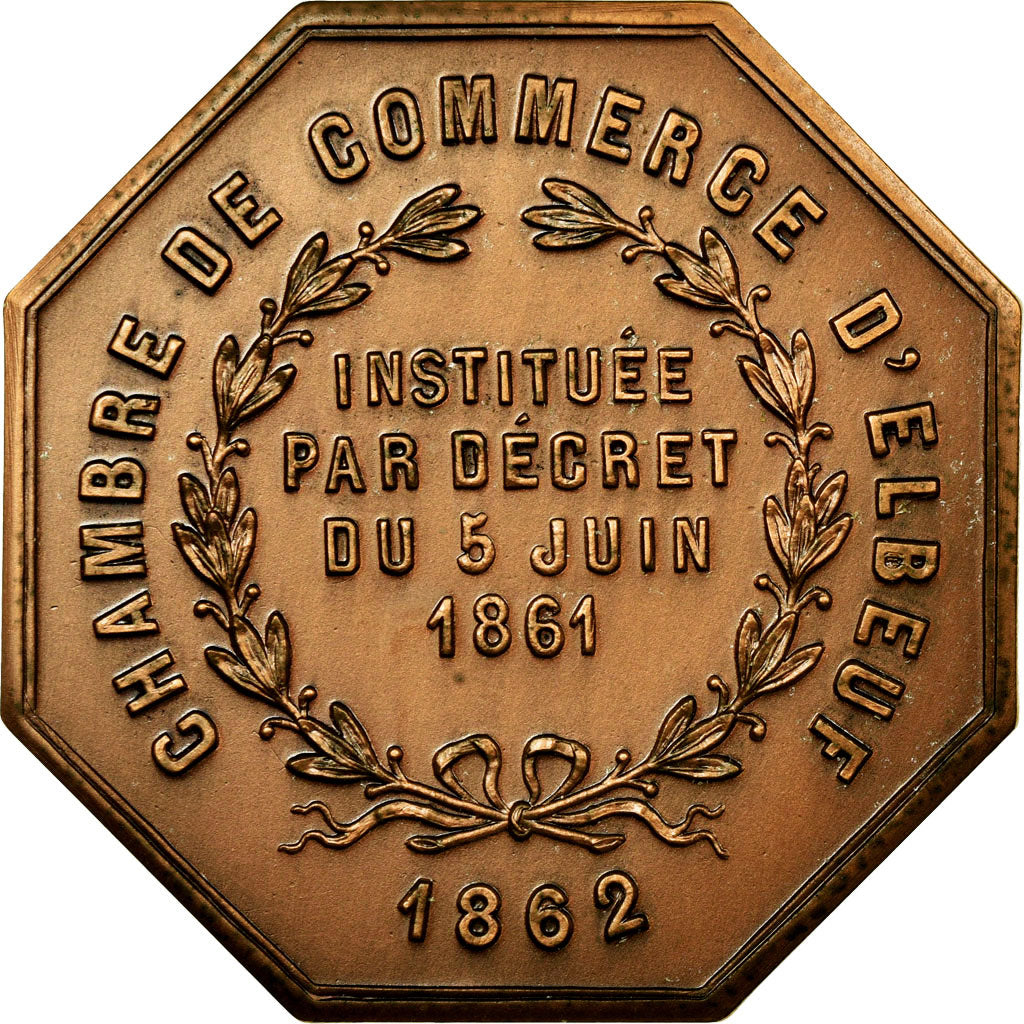 France, Token, Chambre de Commerce d'Elbeuf, 1862, MS(64), Bronze