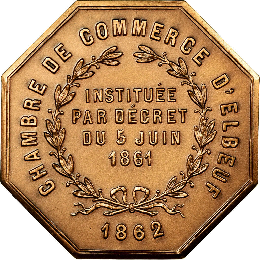 France, Token, Chambre de Commerce d'Elbeuf, 1862, MS(63), Bronze