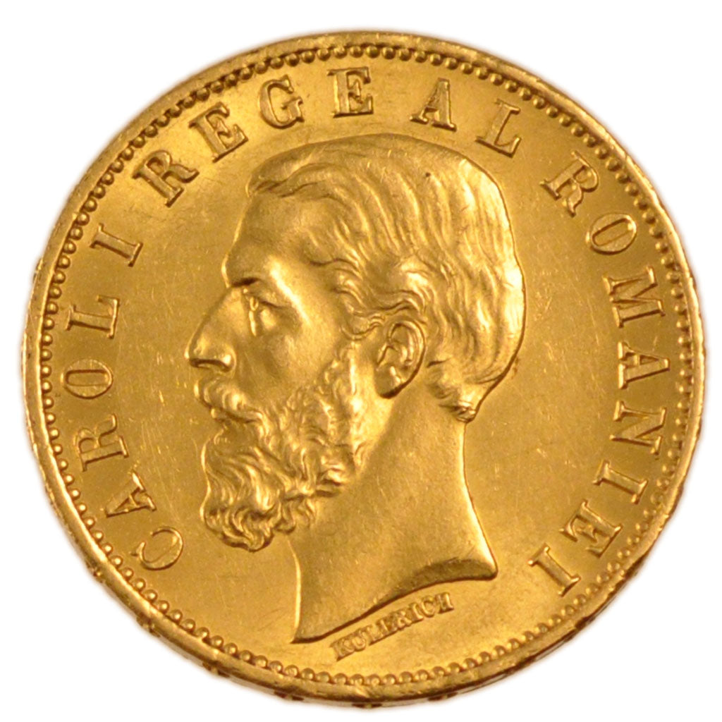 Romania, Carol I, 20 Lei, 1883, Bucarest, SPL-, Oro, KM:20