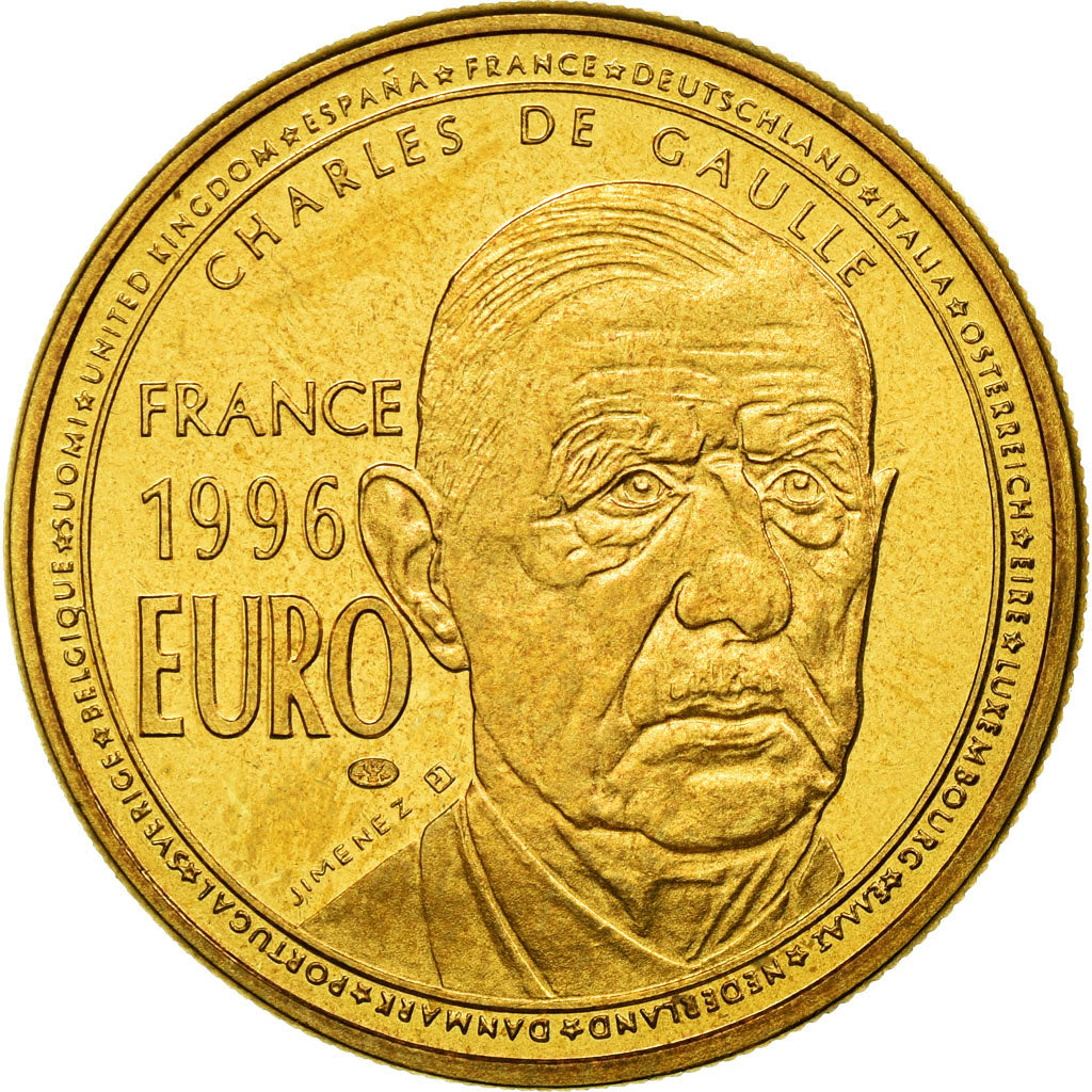Francia, medaglia, Charles De Gaulle, 1 Euro Essai, 1996, Jimenez, SPL+, Rame