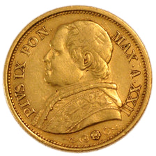 STATI ITALIANI, PAPAL STATES, Pius IX, 20 Lire, 1867, Roma, BB, Oro, KM:1382.3
