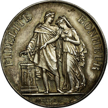 France, Médaille, Mariage, Fidélité Bonheur, Petit, SUP, Argent