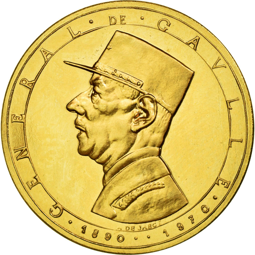 France, Médaille, Mémorial du Général de Gaulle, 1972, De Jaeger, FDC, Or