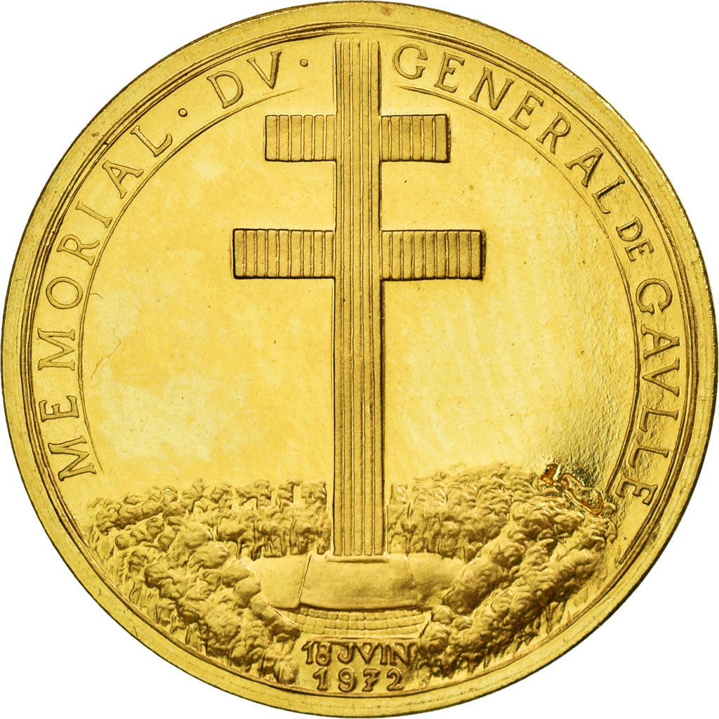 France, Médaille, Mémorial du Général de Gaulle, 1972, De Jaeger, FDC, Or