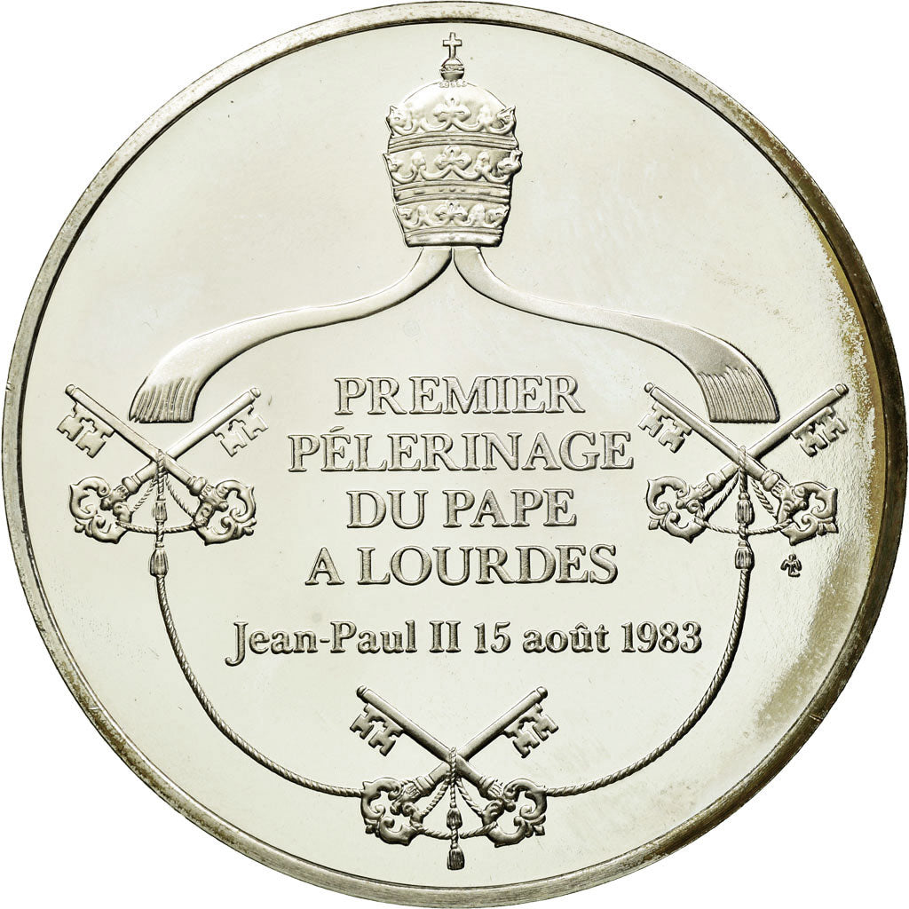 Frankrijk, Medaille, Jean-Paul II, Pélerinage à Lourdes, 1983, FDC, Zilver