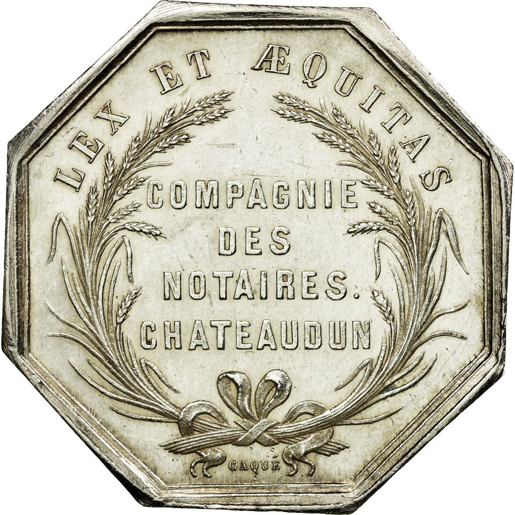 France, Token, Compagnie des Notaires de Chateaudun, Caqué, MS(60-62), Silver
