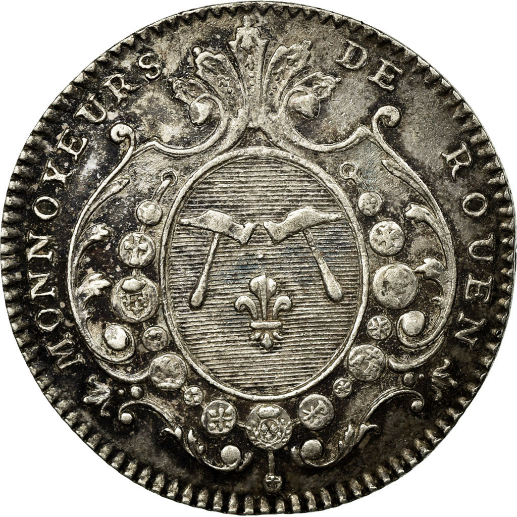 France, Jeton, Louis XV, Monnaie, Monnoyeurs de Rouen, TTB+, Argent