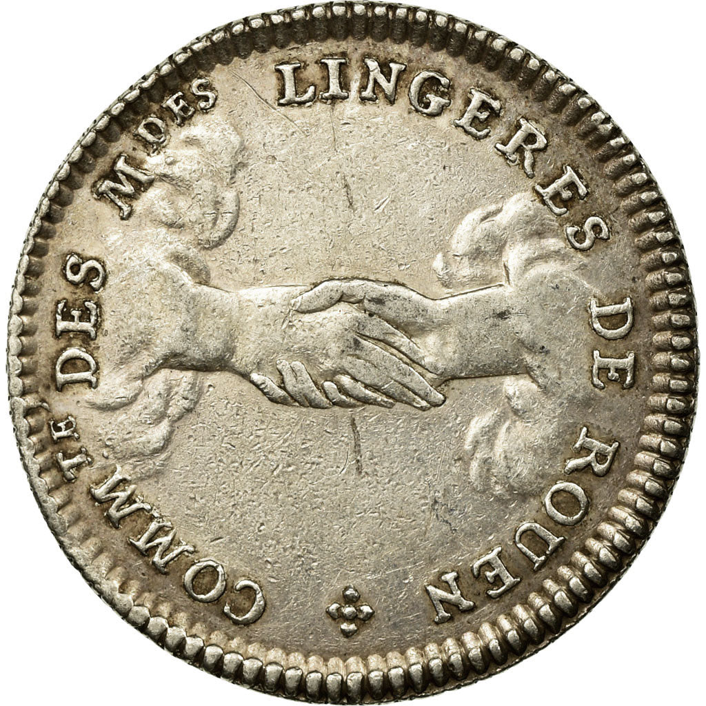 France, Jeton, Louis XV, Corporations Marchandes, Lingères de Rouen, TTB+