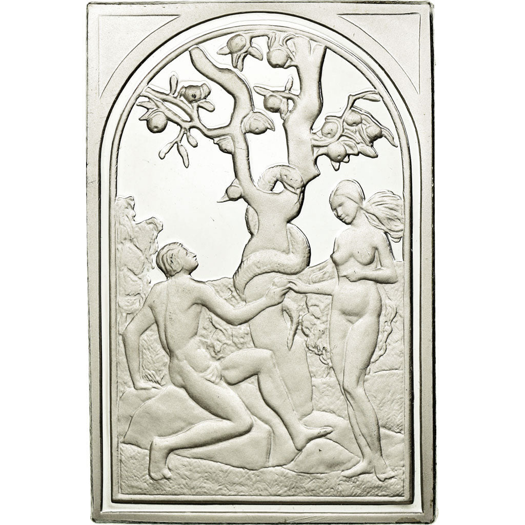 France, Medal, adam et Eve, Jardin d'Eden, MS(65-70), Silver