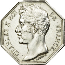 Francia, Token, Charles X, Chambre de Commerce d'Amiens, Barre, SPL-, Argento