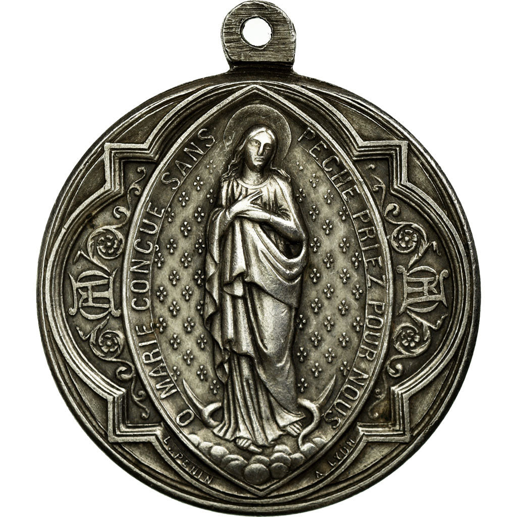 France, Medal, Religion, Marie, Penin, MS(60-62), Silvered bronze