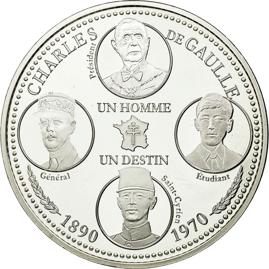 France, Médaille, Charles De Gaulle, L'Homme du Destin, FDC, Argent