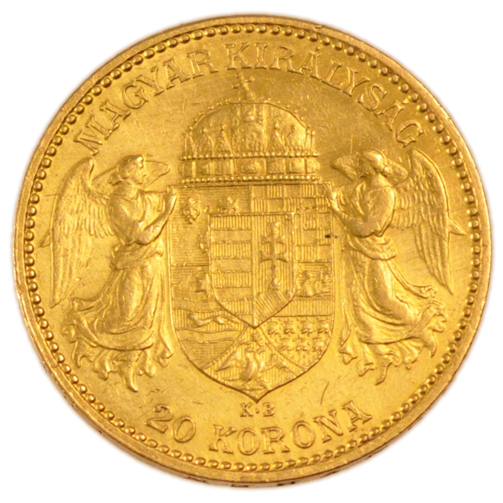 Hungary, 20 Korona, 1893, Kremnitz, KM #486, AU(55-58), Gold, 6.80