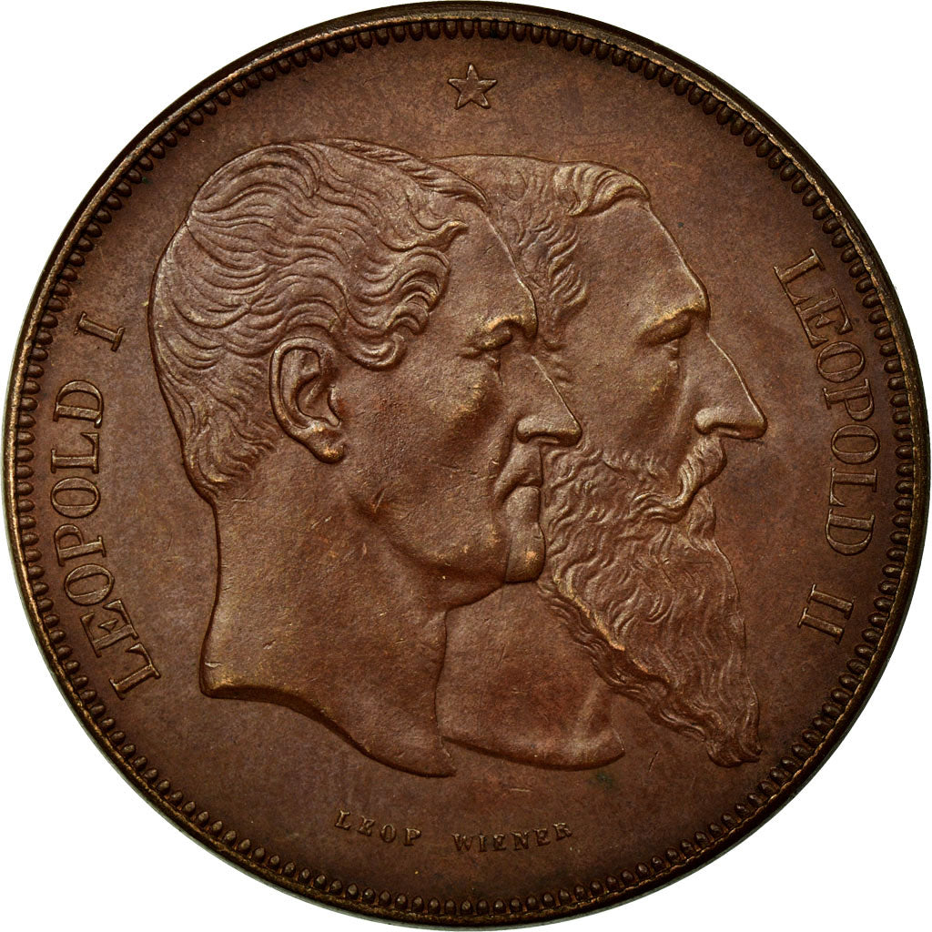Belgium, Medal, Léopold Ier-Léopold II, 1880, Wiener, AU(55-58), Bronze