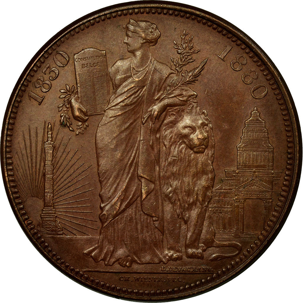 Belgium, Medal, Léopold Ier-Léopold II, 1880, Wiener, AU(55-58), Bronze