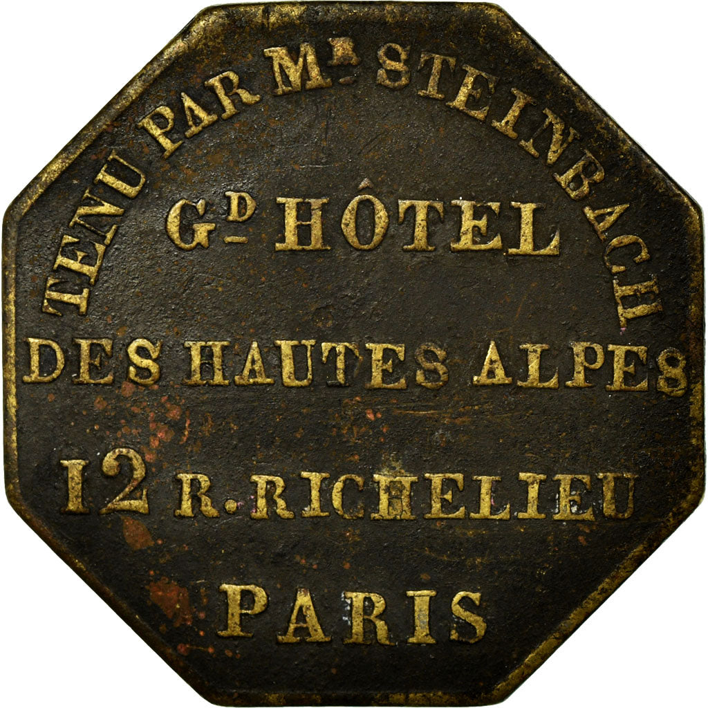 France, Token, Grand Hôtel des Hautes-Alpes, Paris, EF(40-45), Brass