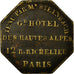 France, Token, Grand Hôtel des Hautes-Alpes, Paris, EF(40-45), Brass