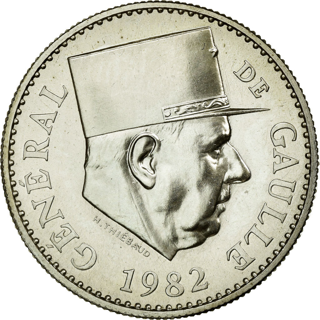 France, Medal, Général De Gaulle, 1982, Thiébaud, MS(65-70), Silver
