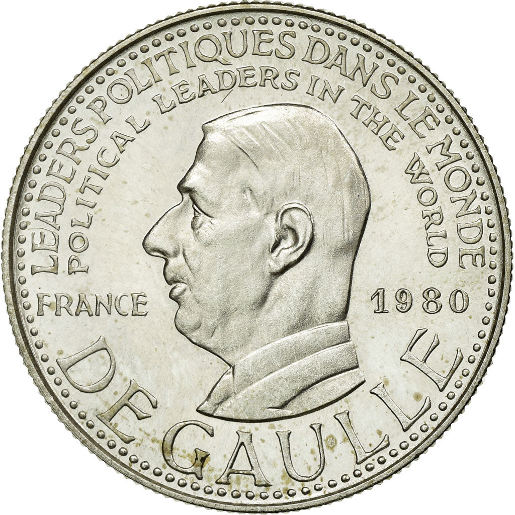 France, Medal, Politique, De Gaulle, 1980, MS(65-70), Silver