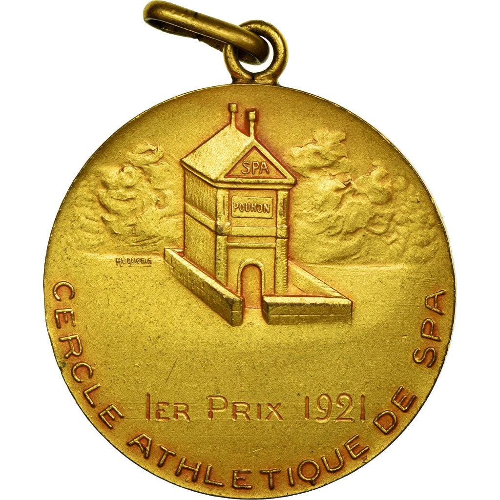 Belgio, medaglia, Sport, cercle Athlétique de Spa, 1921, SPL, Bronzo dorato