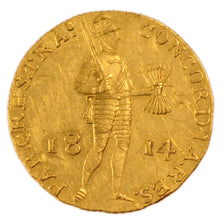 NETHERLANDS, Ducat, 1814, Utrecht, KM #45, AU(55-58), Gold, 3.50