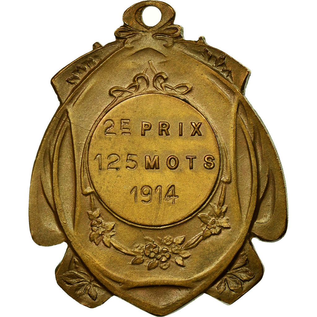 Belgique, Médaille, Prix Littéraire, 125 Mots, 1914, Fish, SUP, Bronze