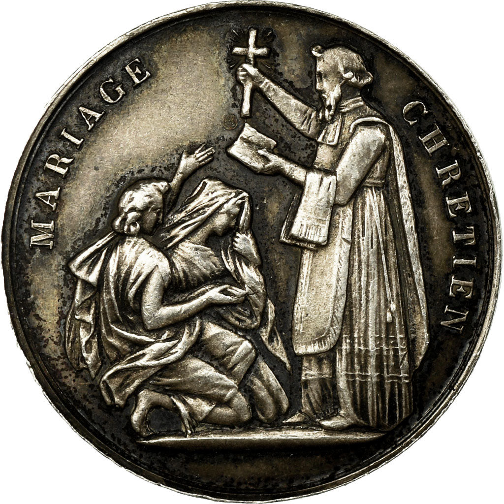 France, Médaille, Religion, Mariage Chrétien, SUP, Argent