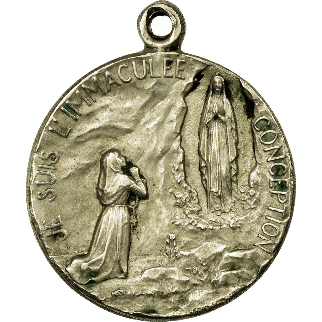 France, Médaille, Notre Dame de Lourdes, Penin, TTB+, Silvered bronze