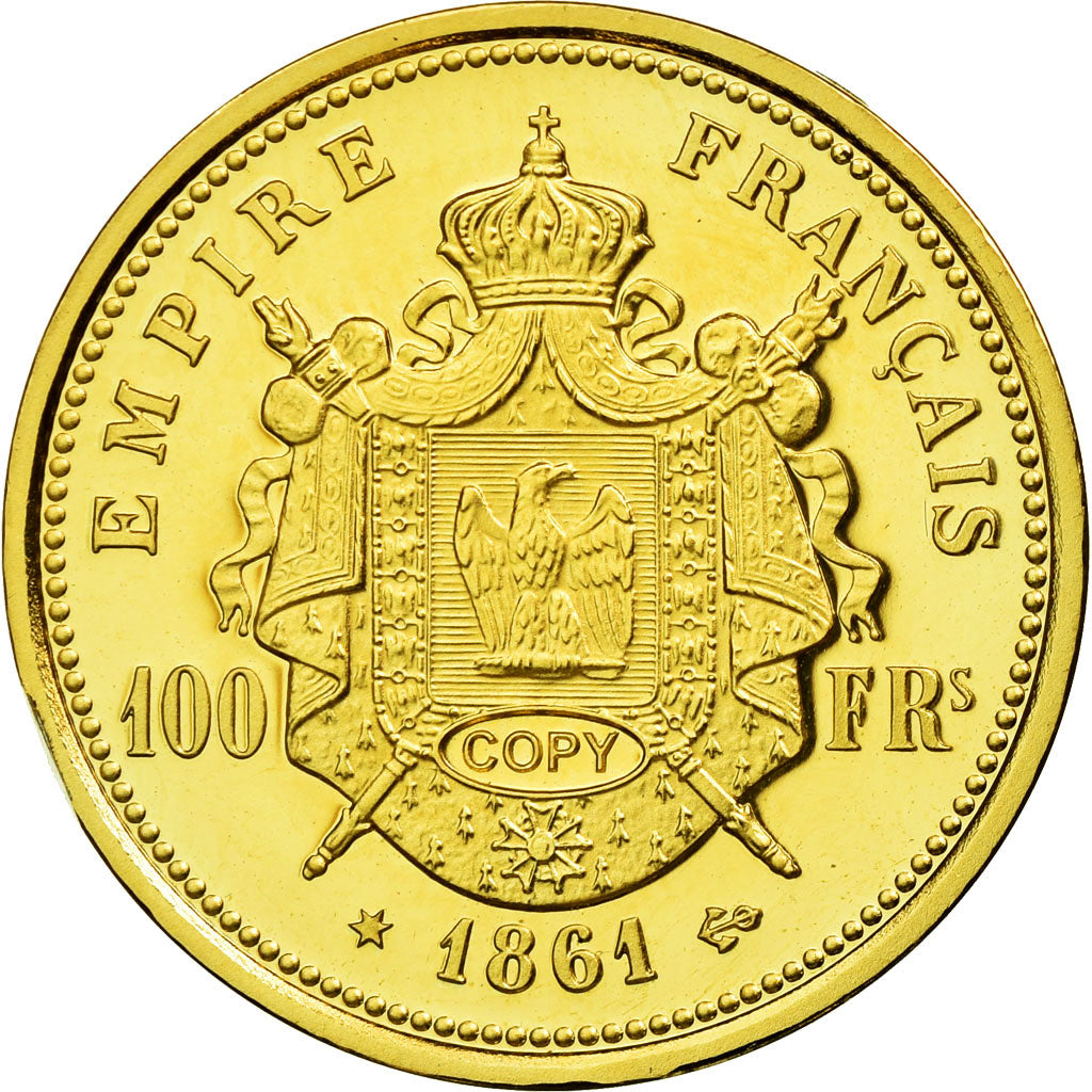 Frankrijk, Medaille, Reproduction de la 100 Francs Or Napoléon III 1861, FDC