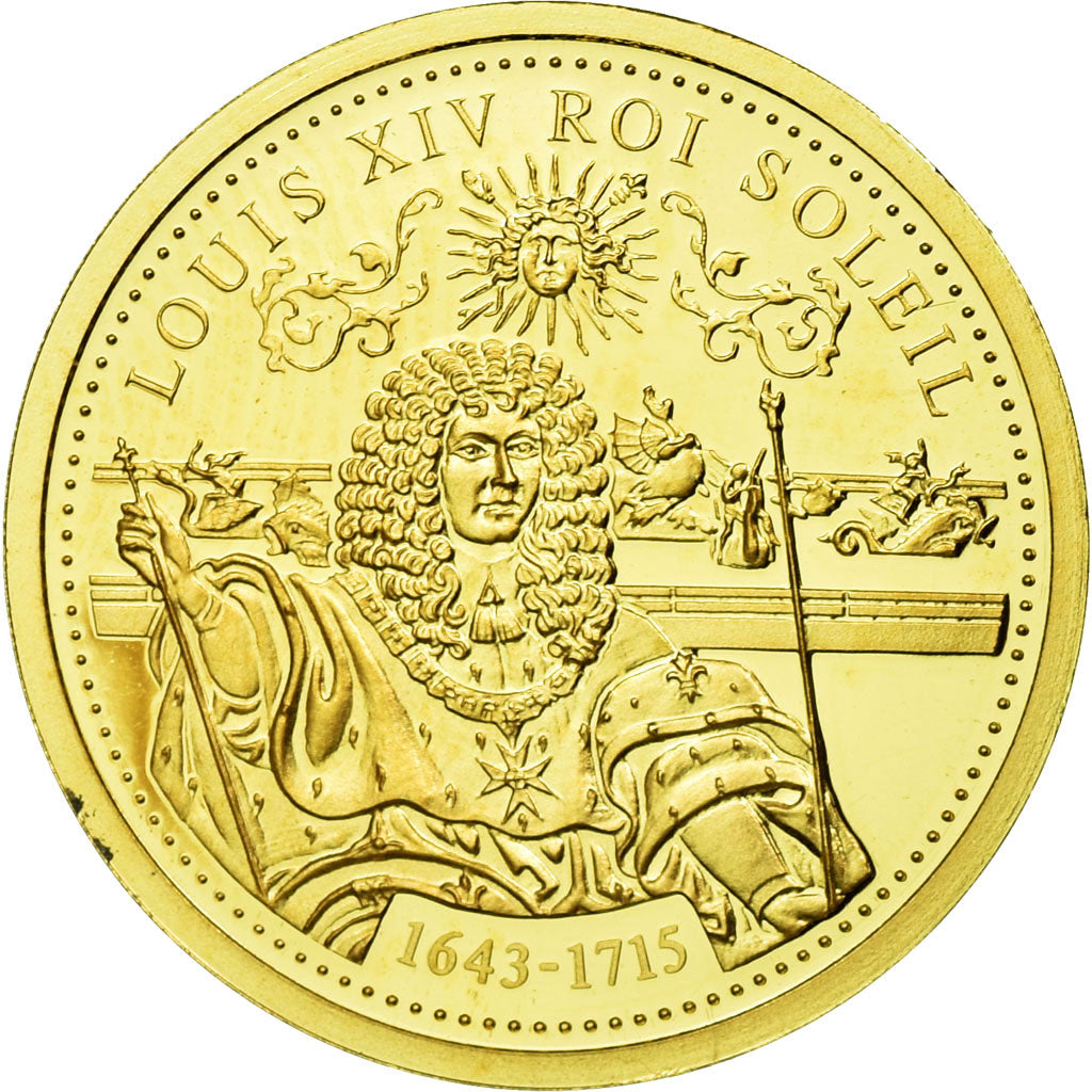 France, Médaille, Louis XIV, Roi Soleil, FDC, Or