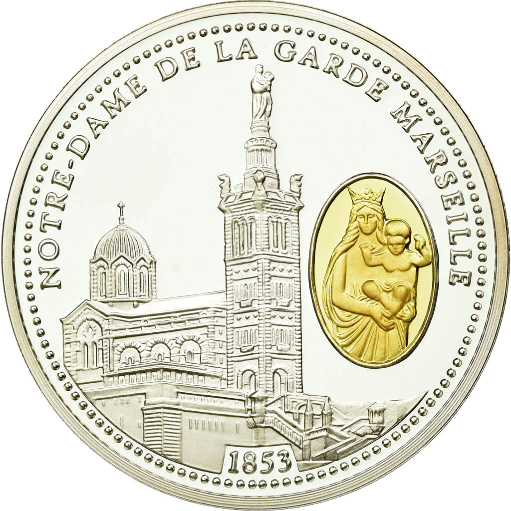 Francia, medalla, Marseille - Notre Dame de la Garde, FDC, Plata
